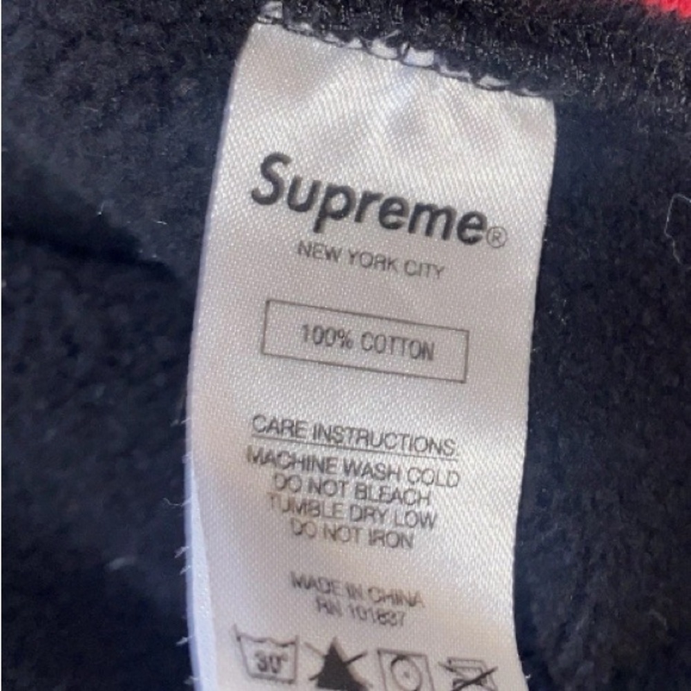 Supreme Black Hoodie Sleeve Logo Stripe Large Streetwear Pullover - Picture 11 of 12